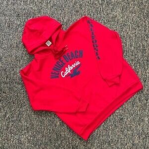Hill Venice Beach California Hoodie Red Heavyweight Pullover Mens Large USA Made